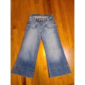 Y2K‎ 90s Hint Girls Capri Jeans Size 3 Blue Button Fly Wide Leg